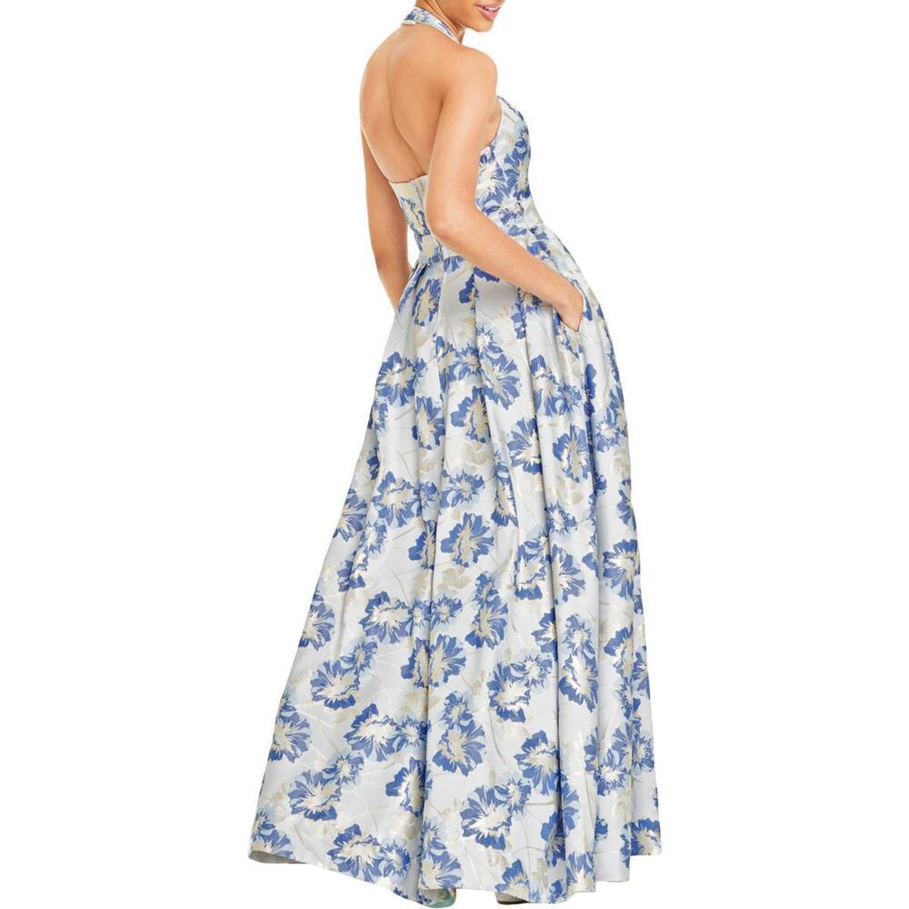 Speechless Blue Metallic Halter Evening Formal Dress Gown Size 0 New with Tags - Picture 6 of 10